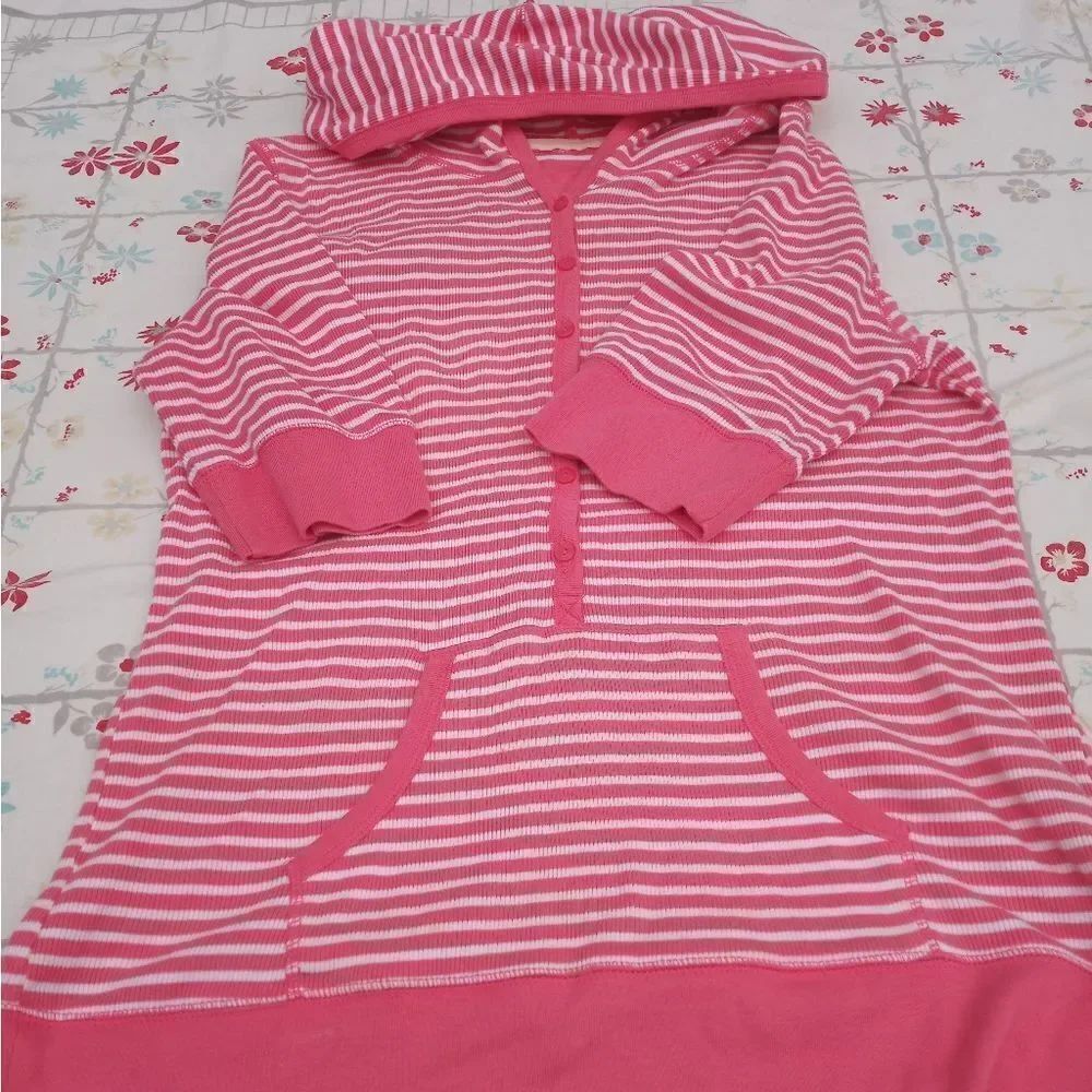 Sonoma LifeStyle XL Striped Shrtslv 100% CottonPocket ButtonUpKnitWomen'sHoodie.